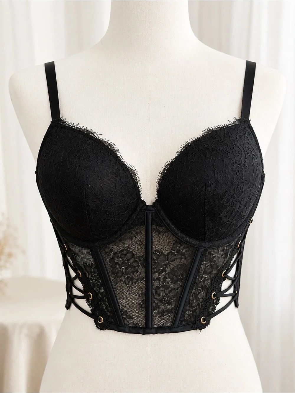 Victoria's Secret Black Lace Longline Bustier - Picture 1 of 3
